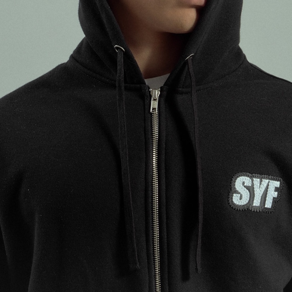 KROST Black Zip Up Hoodie XL Streetwear Minimalist Luxury Heavyweight Cotton SYF - Picture 7 of 17